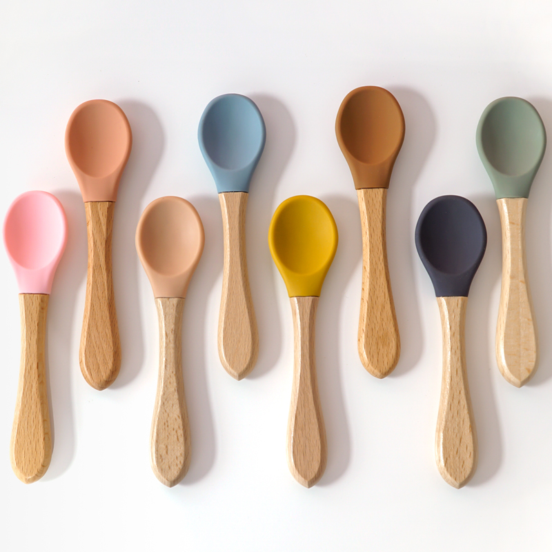 Baby Food Utensils - Alimentazione Manico in legno Cucchiaio in